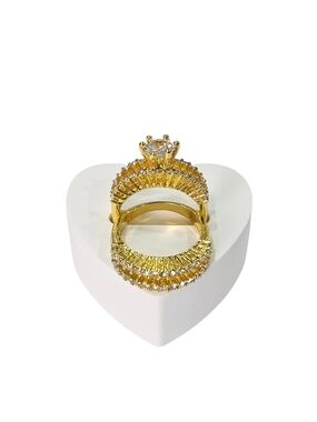 18K Gold Plated Couple Ring Set with Cubic Zirconia – AAJ Luxe Jewels